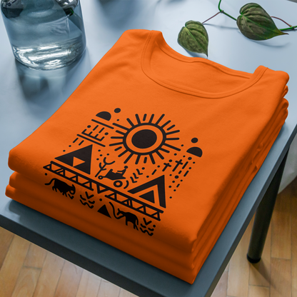 Trending Warli Art D6: The sun: Unisex T-shirt