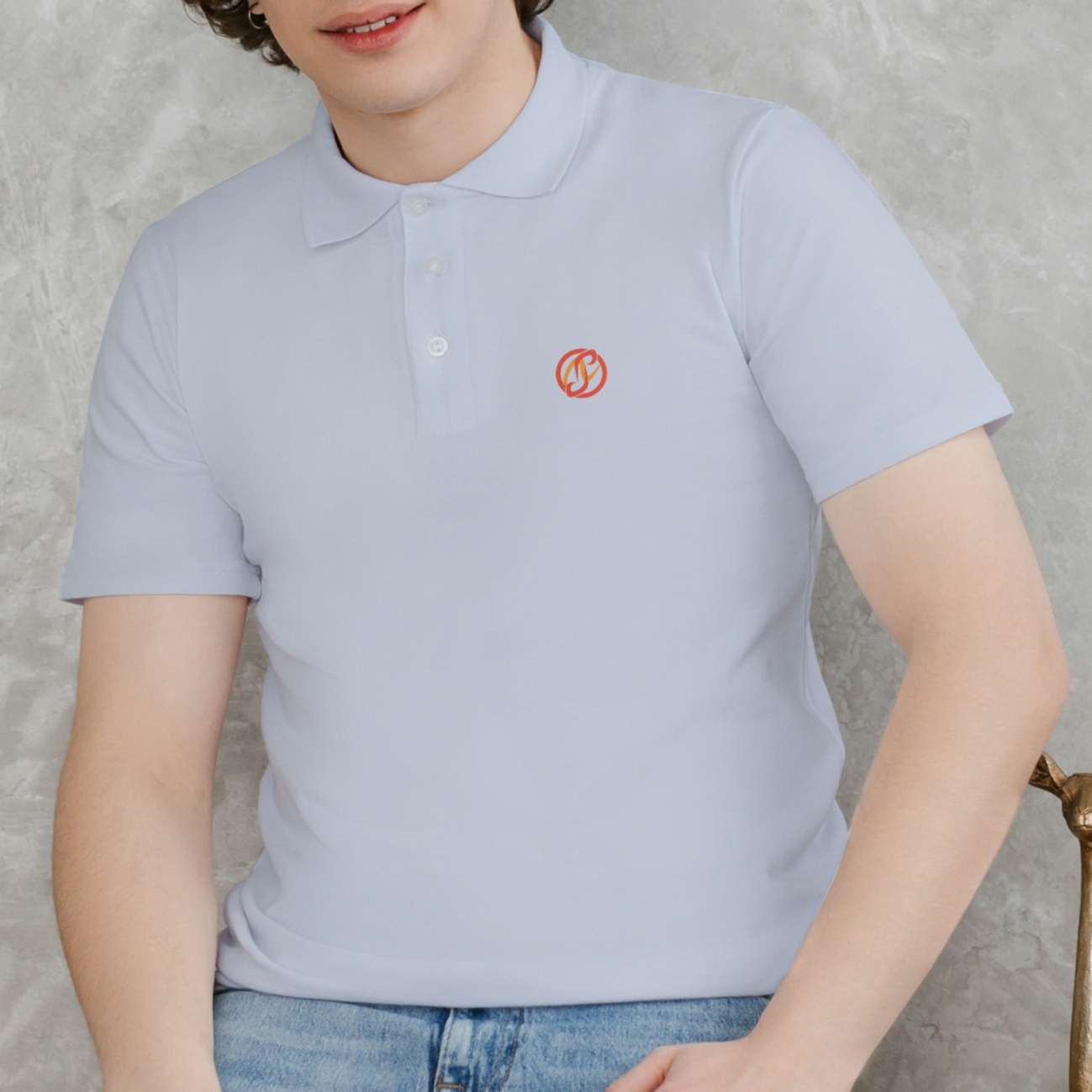 Grey Melange Plain: Left Pocket: Polo T-Shirt