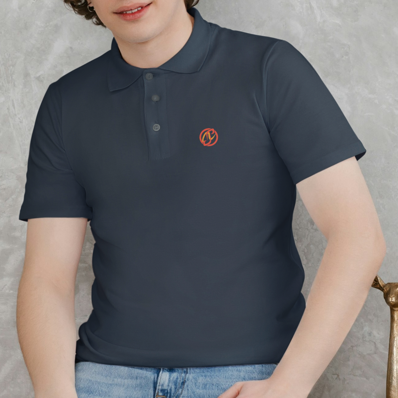 Navy Blue Plain: Left Pocket: Polo T-Shirt