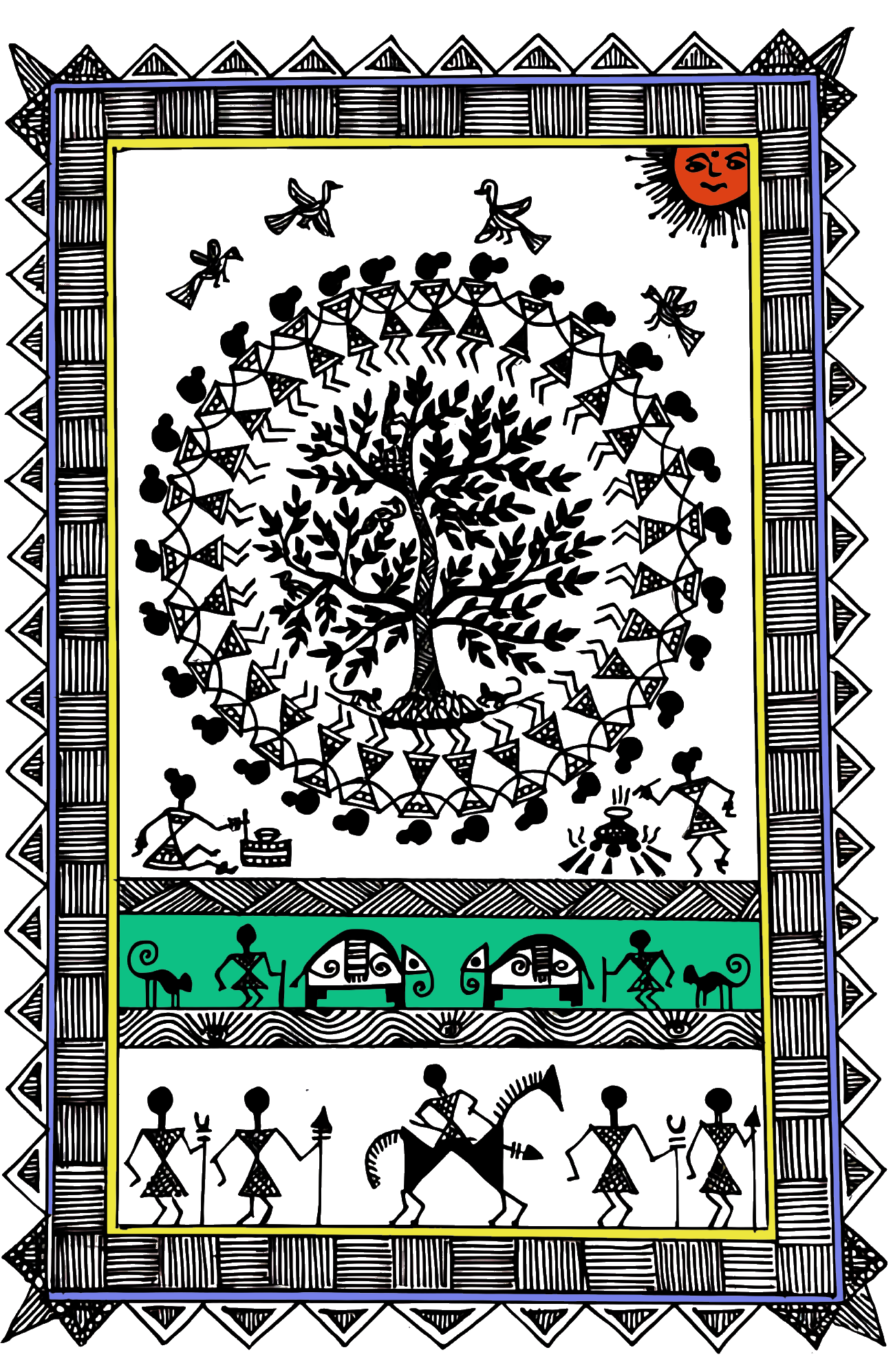 Trending Warli Art D03: Polo T-Shirt