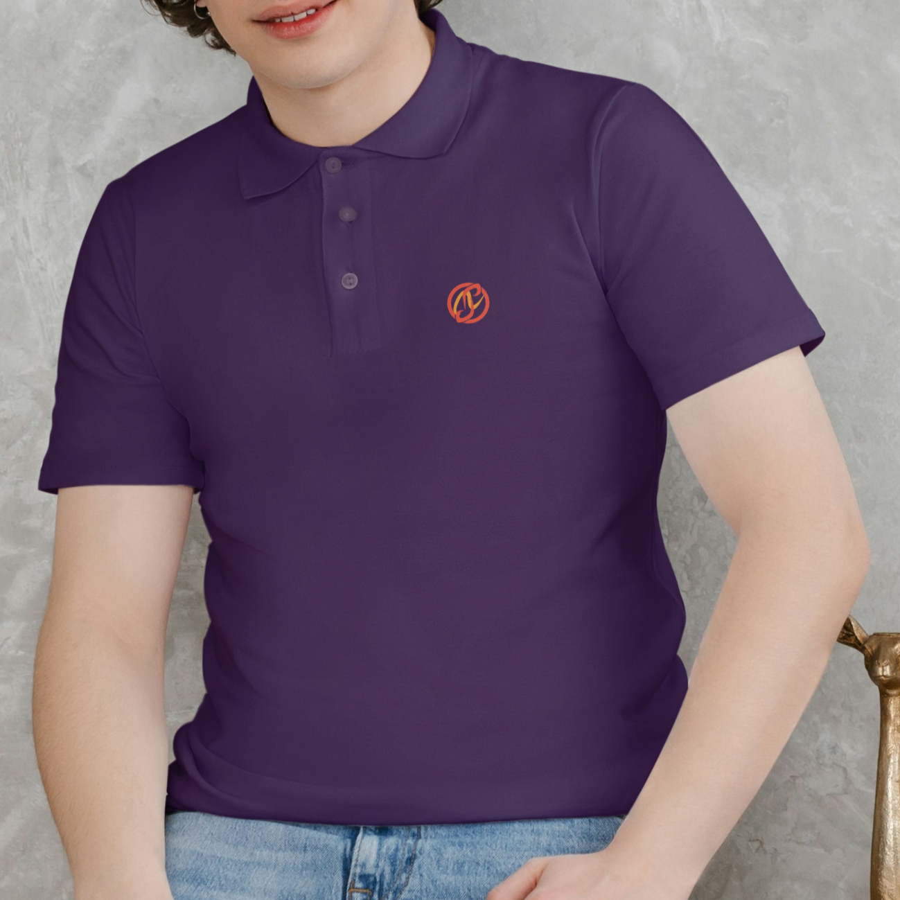 Purple Plain: Left Pocket: Polo T-Shirt