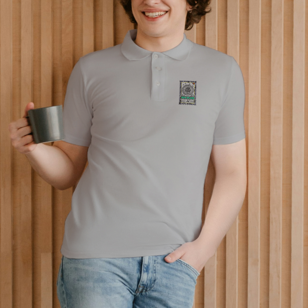 Trending Warli Art D03: Polo T-Shirt