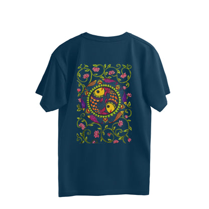Trending Madhubani D11: Art of Fish: Oversize T-Shirt