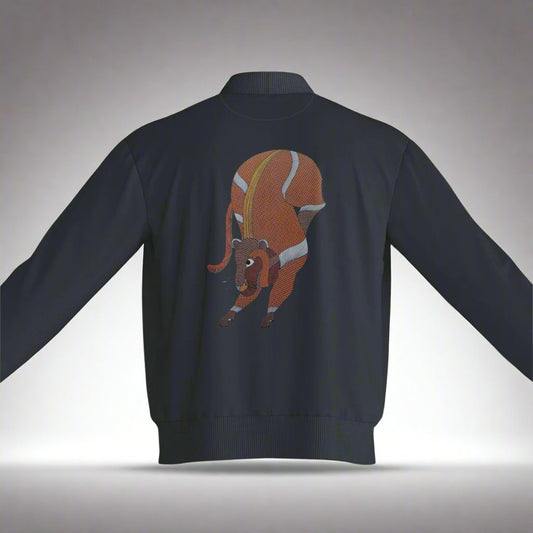 Bomber Jacket: Gond art Reading: Unisex