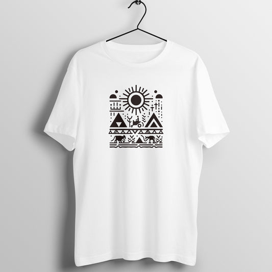 Trending Warli Art D6: The sun: Unisex T-shirt