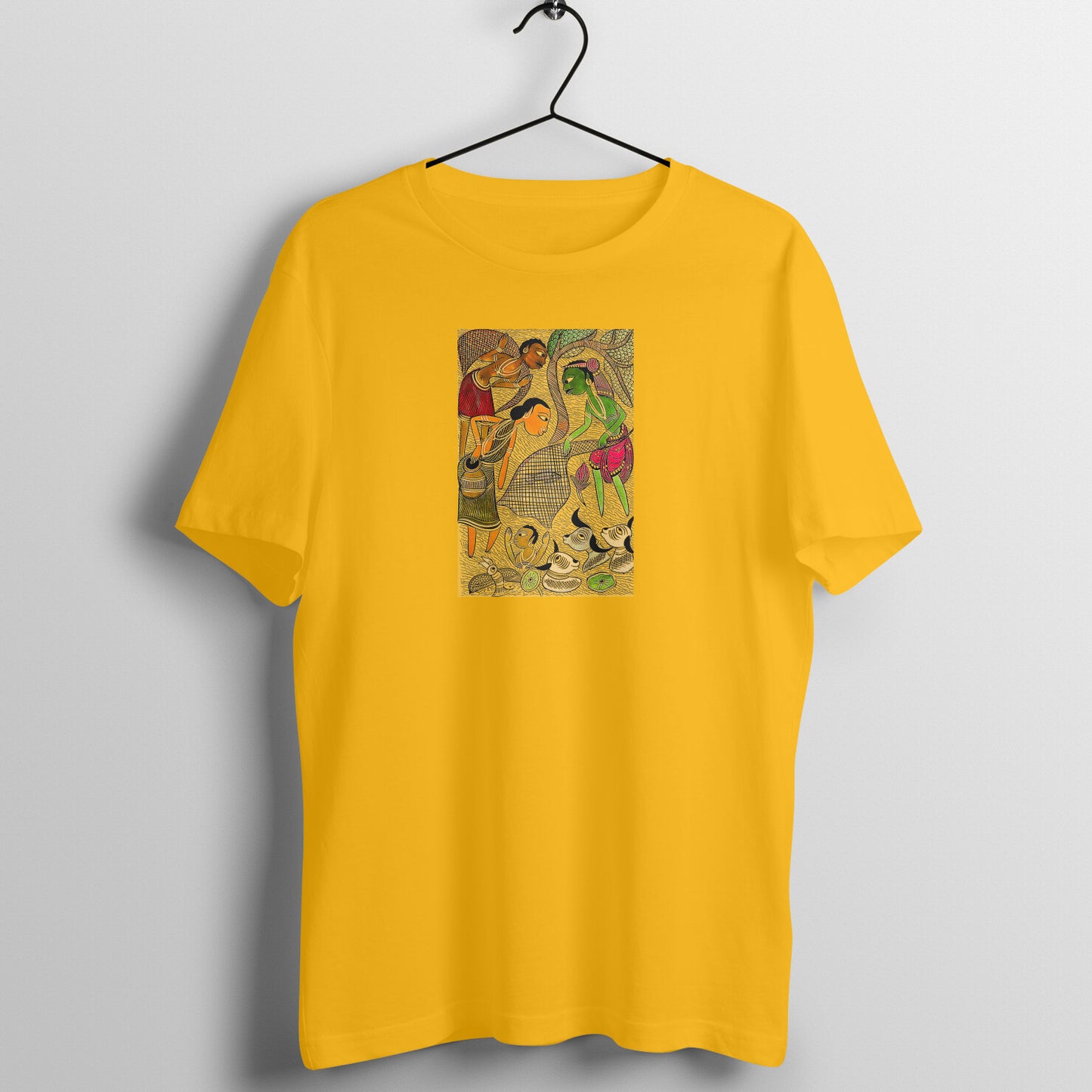 Trending  Bengal Art D4: Pattachitra: Village family Pond: Unisex T-Shirt