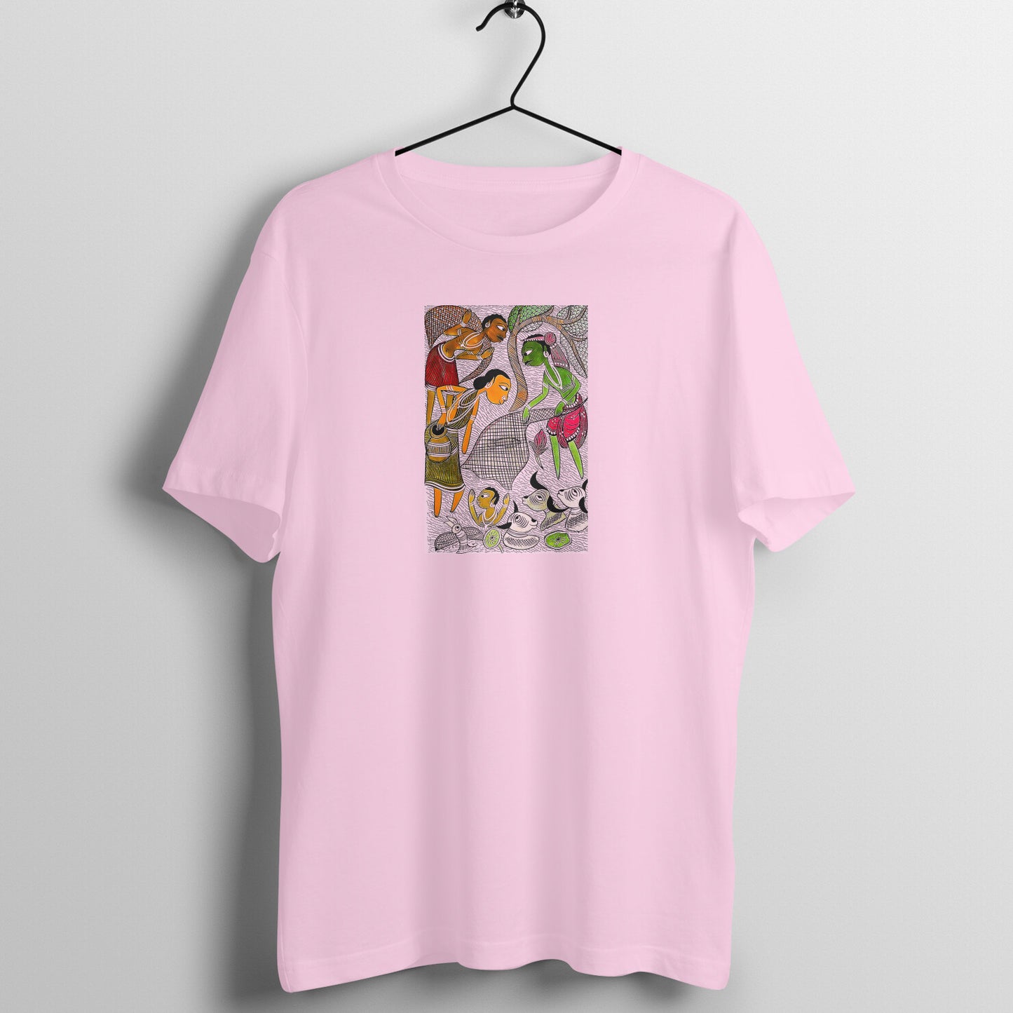 Trending  Bengal Art D4: Pattachitra: Village family Pond: Unisex T-Shirt