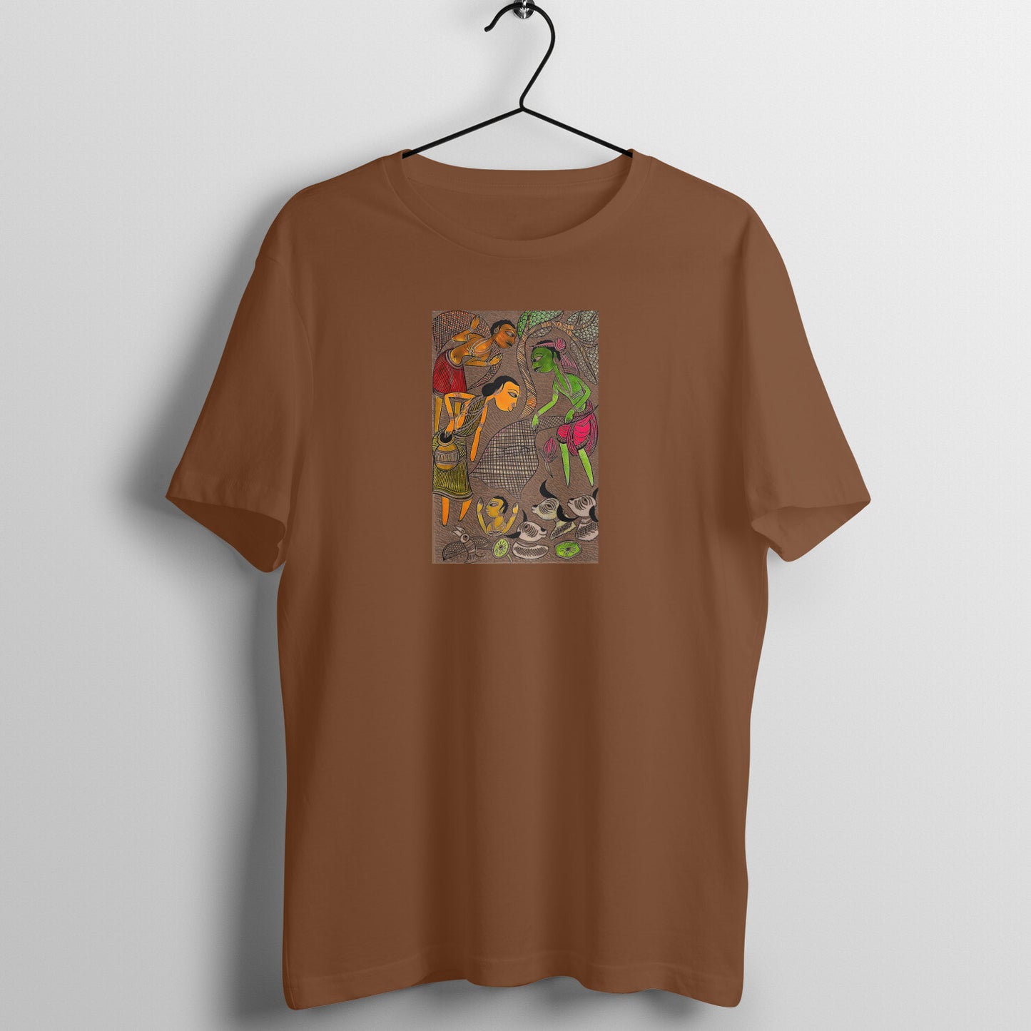 Trending  Bengal Art D4: Pattachitra: Village family Pond: Unisex T-Shirt