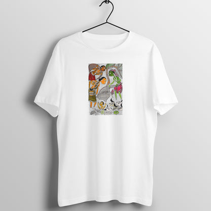 Trending  Bengal Art D4: Pattachitra: Village family Pond: Unisex T-Shirt