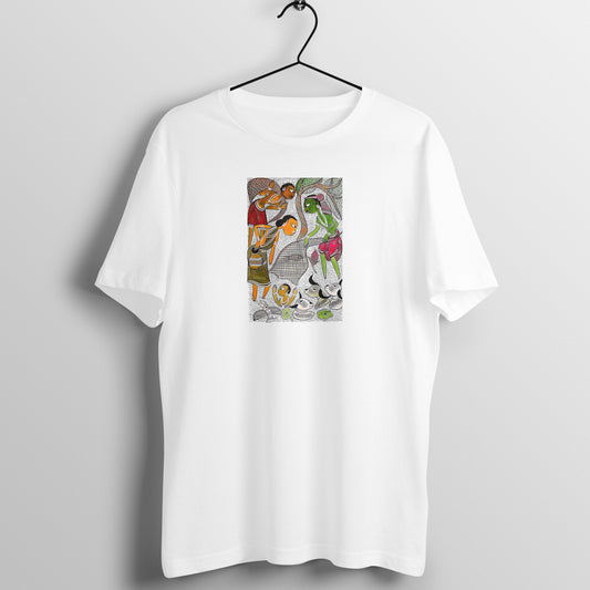 Trending  Bengal Art D4: Pattachitra: Village family Pond: Unisex T-Shirt
