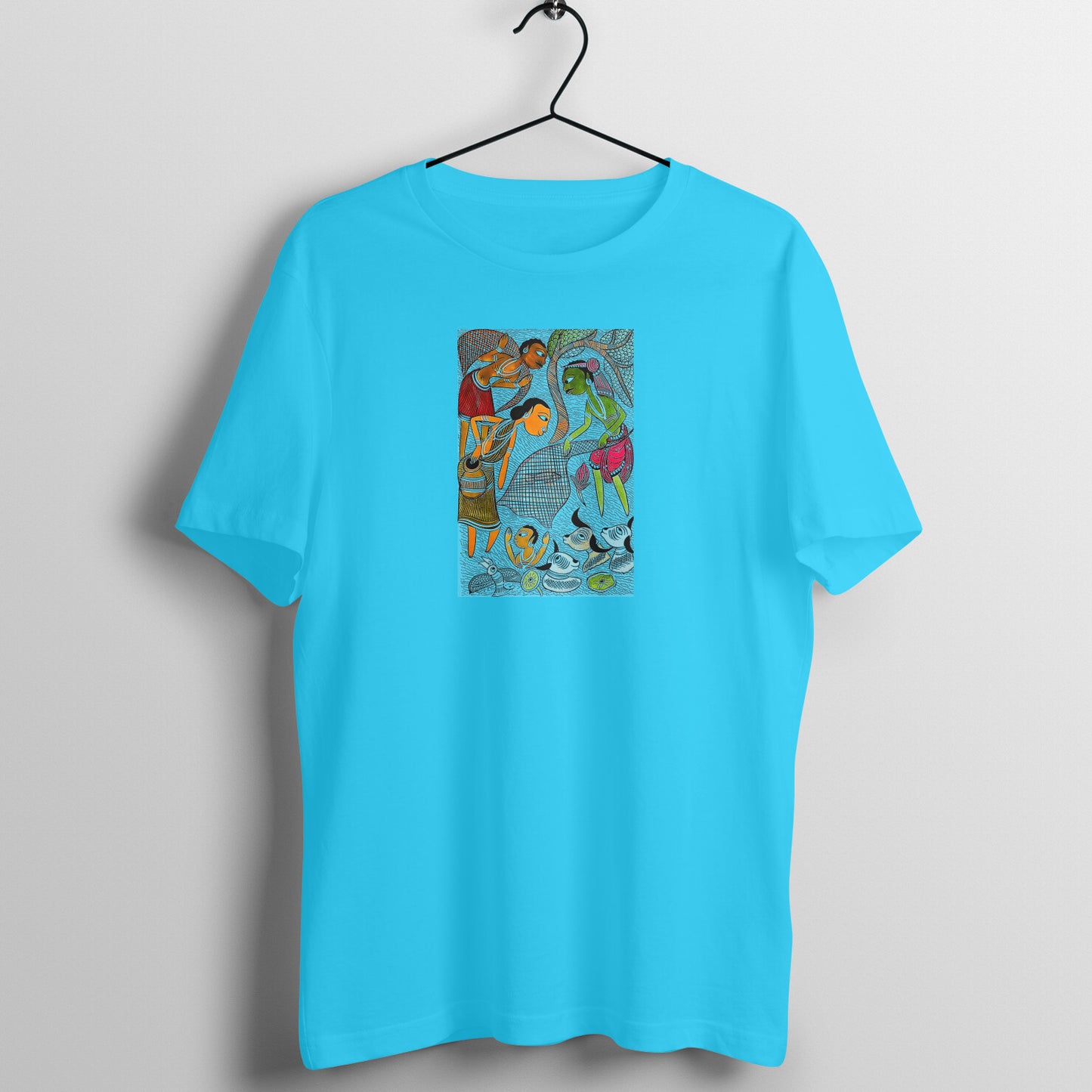 Trending  Bengal Art D4: Pattachitra: Village family Pond: Unisex T-Shirt