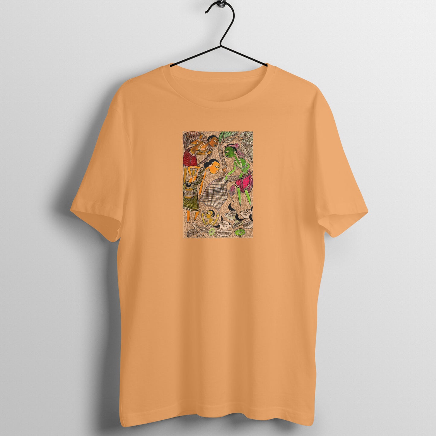 Trending  Bengal Art D4: Pattachitra: Village family Pond: Unisex T-Shirt