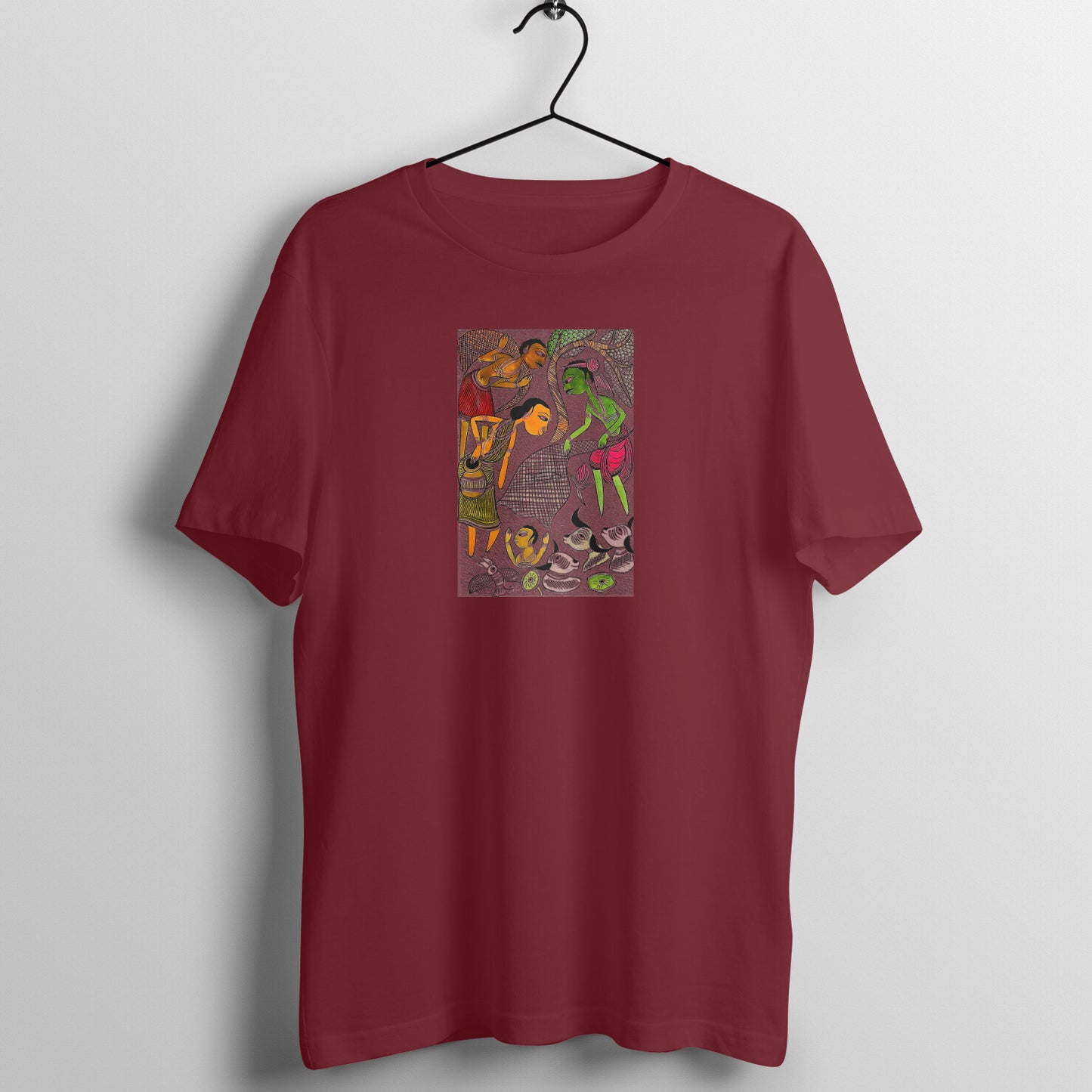 Trending  Bengal Art D4: Pattachitra: Village family Pond: Unisex T-Shirt