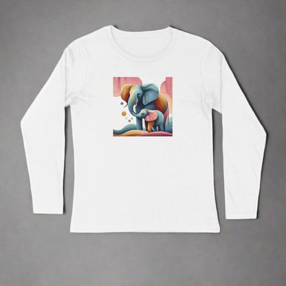 Trending Art D1: Mother & Baby Elephant: Men Round Long Sleeves