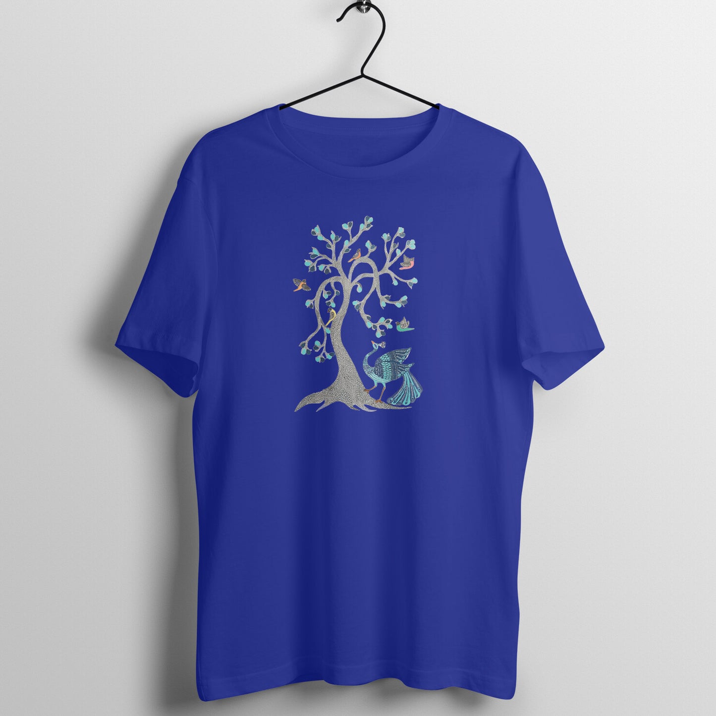 Trending Madhubani D13: Peacock & Tree of Birds:Unisex T-Shirt