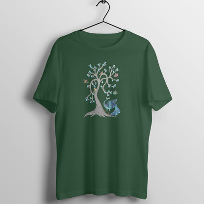 Trending Madhubani D13: Peacock & Tree of Birds:Unisex T-Shirt