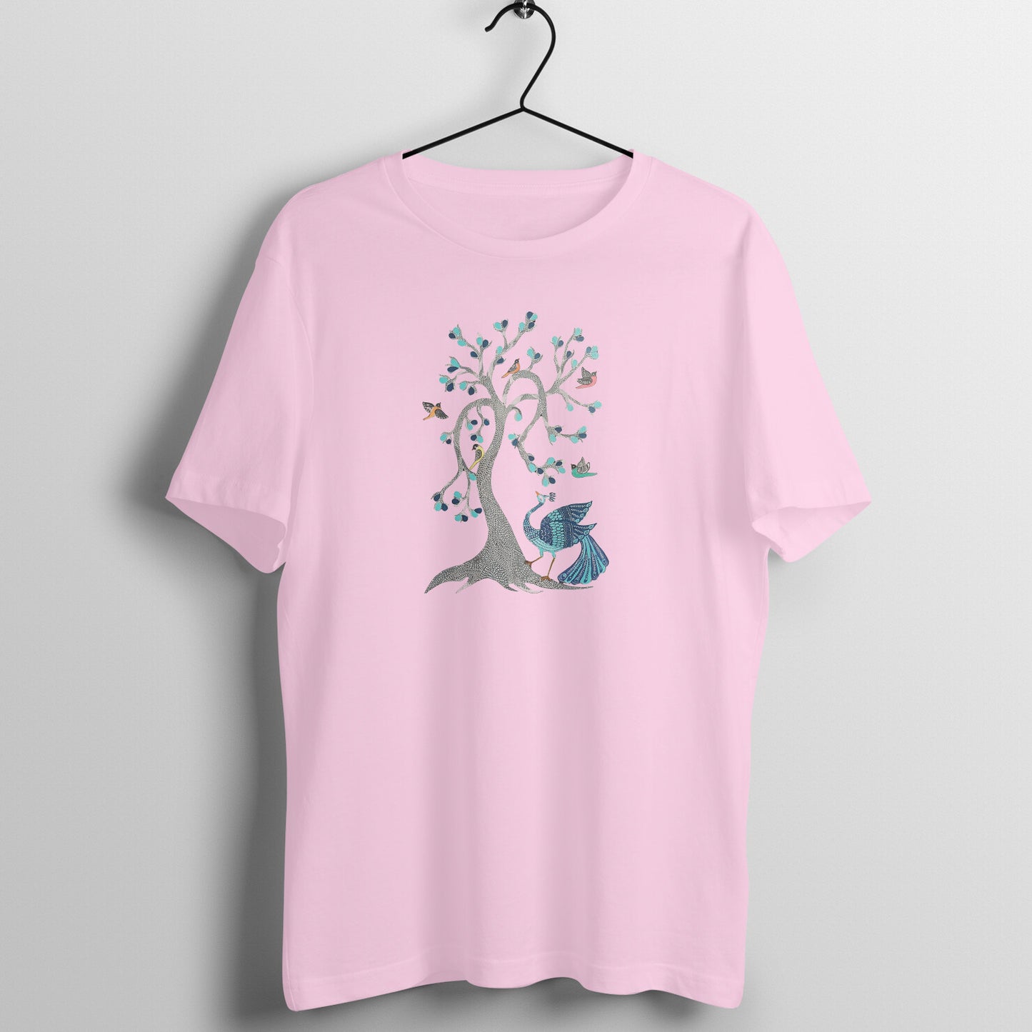 Trending Madhubani D13: Peacock & Tree of Birds:Unisex T-Shirt