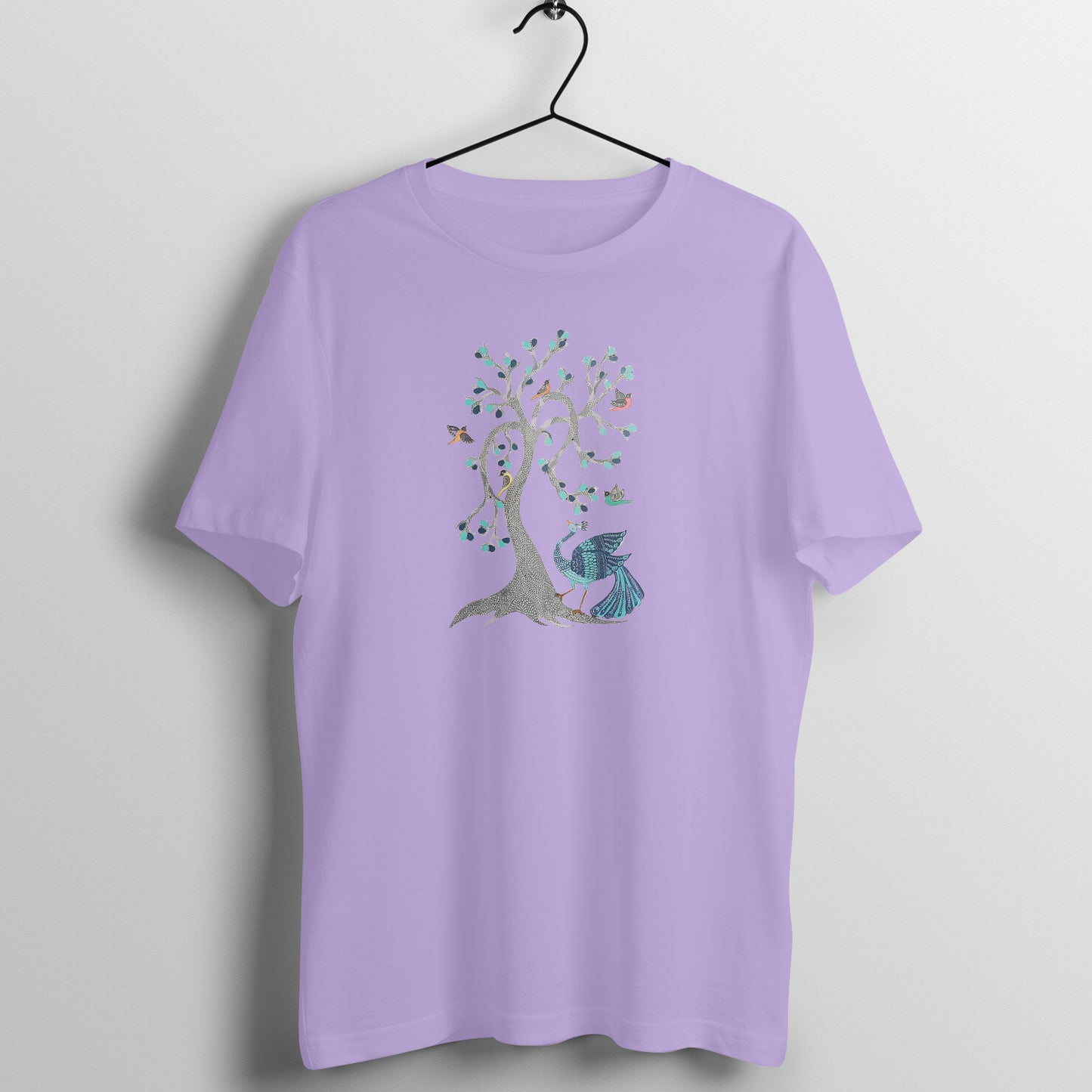 Trending Madhubani D13: Peacock & Tree of Birds:Unisex T-Shirt