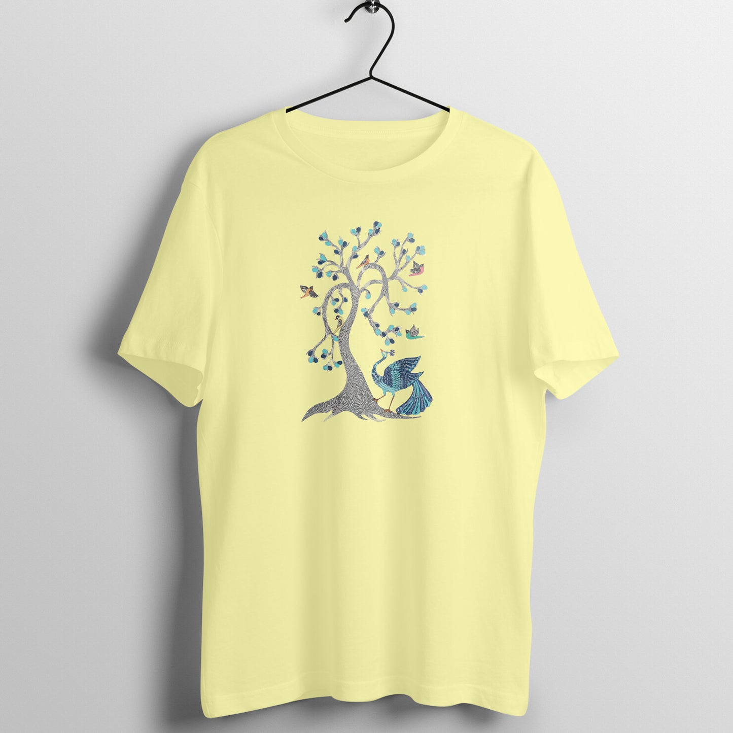 Trending Madhubani D13: Peacock & Tree of Birds:Unisex T-Shirt
