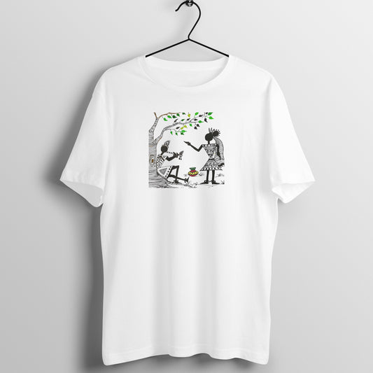 Trending Warli Art D11: Radha-Krishna: Unisex T-shirt