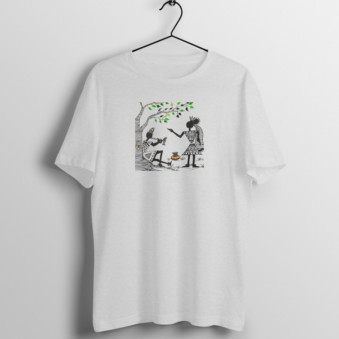 Trending Warli Art D11: Radha-Krishna: Unisex T-shirt