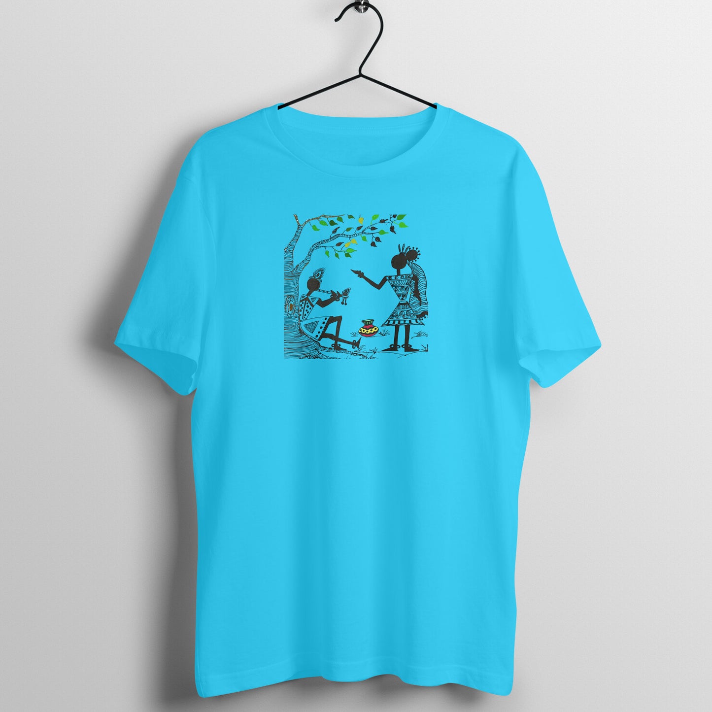 Trending Warli Art D11: Radha-Krishna: Unisex T-shirt