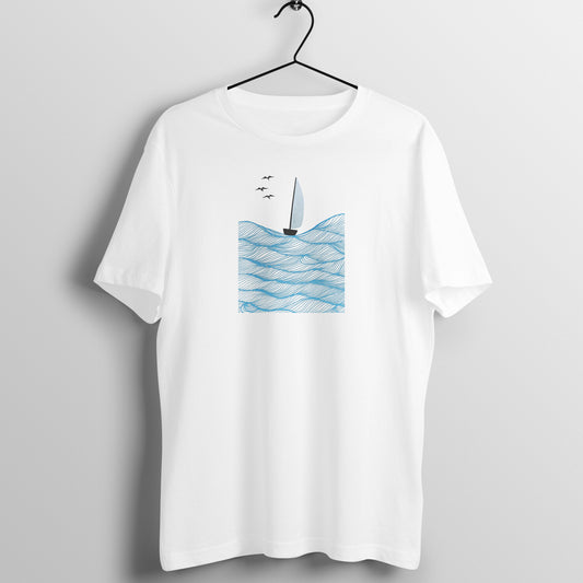 Trending Art D28: Boat in Sea: Unisex T-shirt