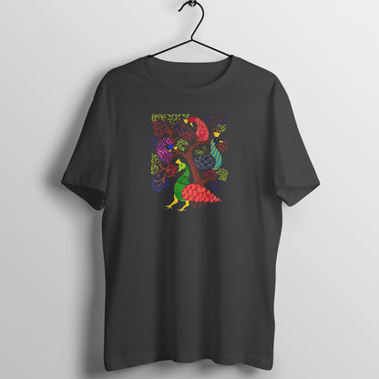 Gond Painting D2: Peacocks Tree: Unisex T-shirt