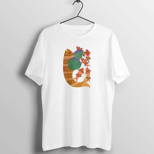 Gond Painting D4: Fishes: Unisex T-shirt