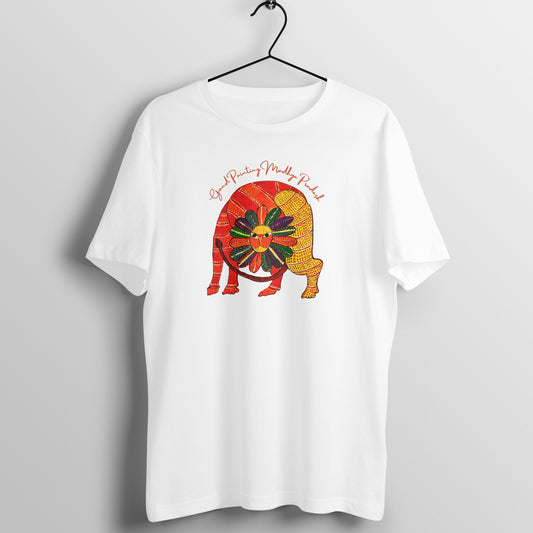 Gond Painting D13: Lion: Unisex T-shirt
