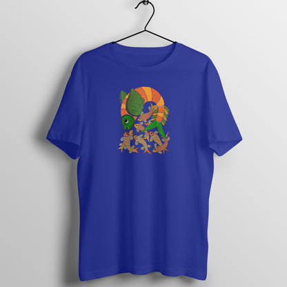 Gond Painting D9: Fish Catching Fishes: Unisex T-shirt