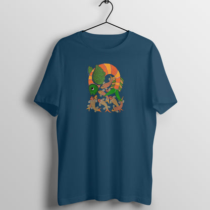 Gond Painting D9: Fish Catching Fishes: Unisex T-shirt