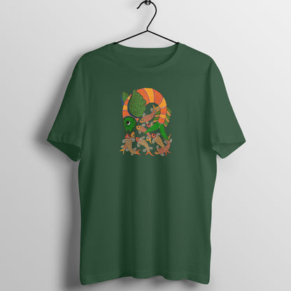 Gond Painting D9: Fish Catching Fishes: Unisex T-shirt