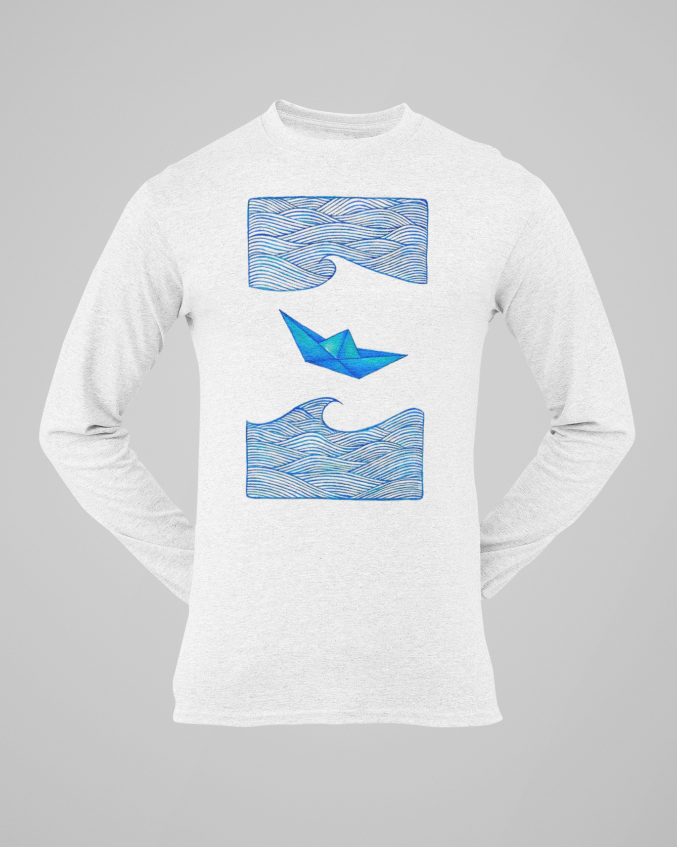 Trending Art D27: Boat: Round Long Sleeves
