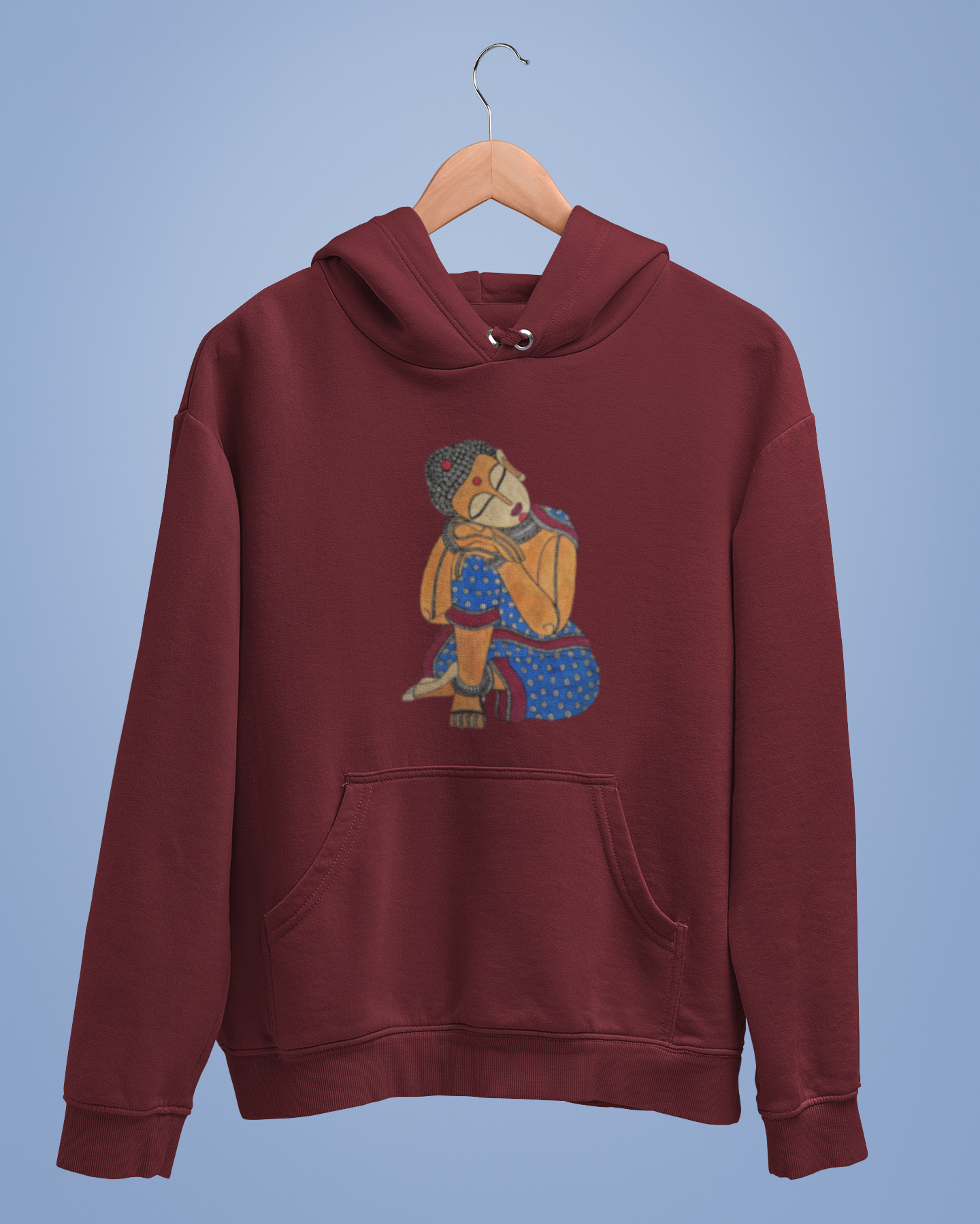 Hoodies: Madhubani Art D4: Buddha: Unisex