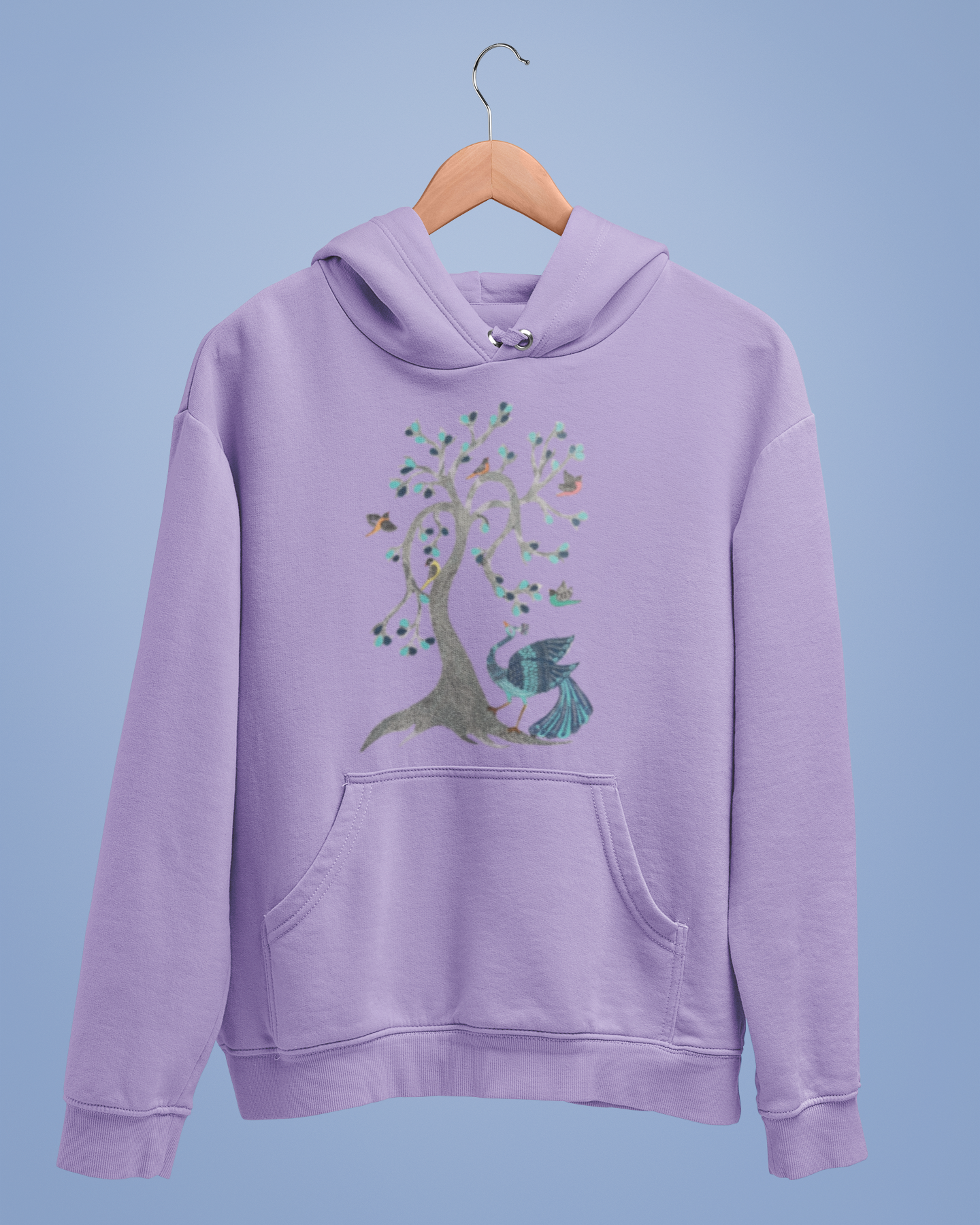 Hoodies: Madhubani D13: Peacock & Tree of Birds:Unisex