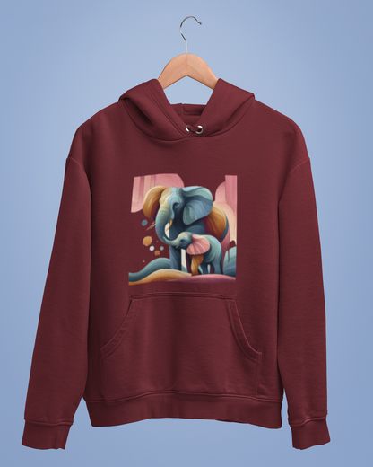 Hoodies: Trending Art D1: Mother & Baby Elephant: Unisex