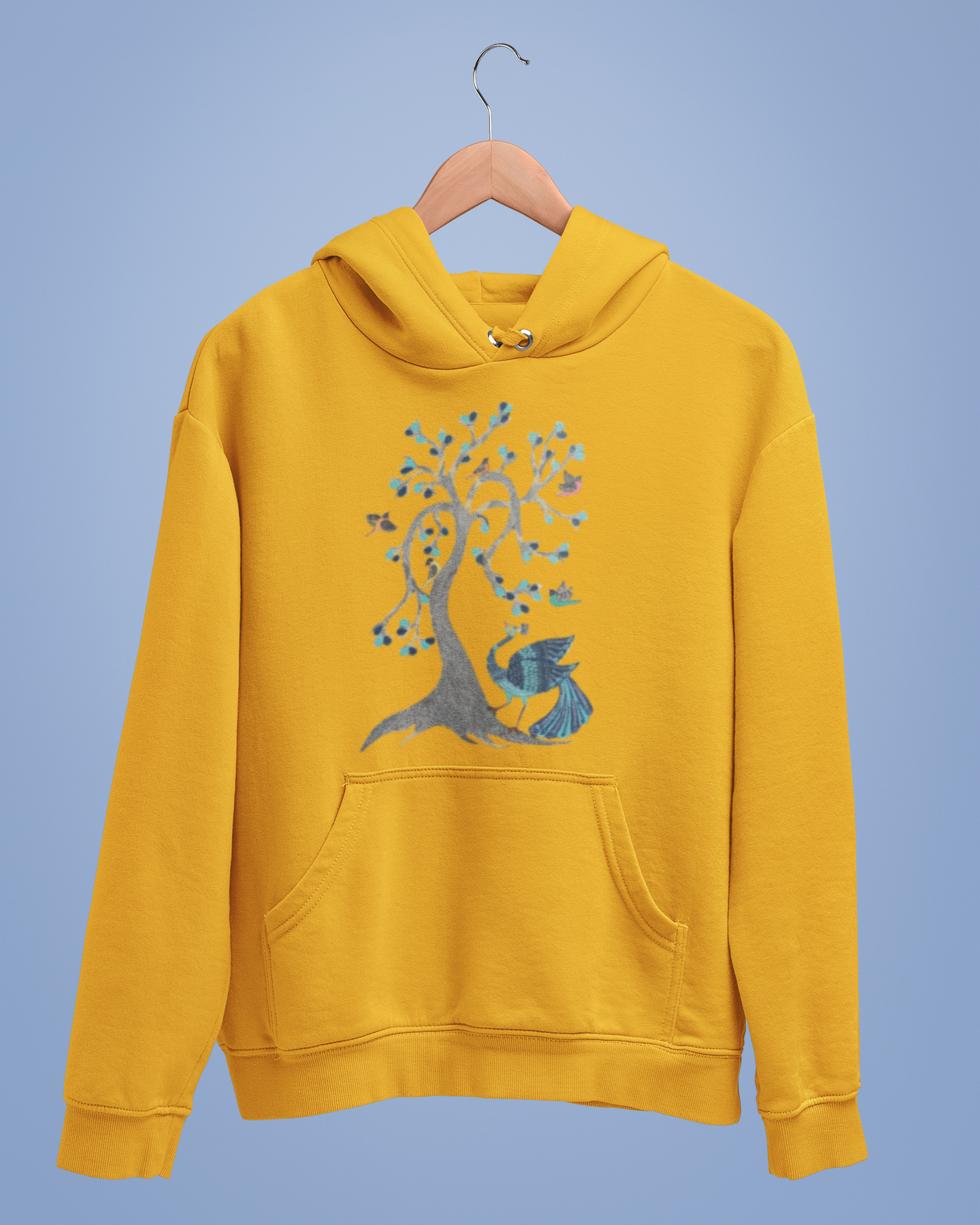 Hoodies: Madhubani D13: Peacock & Tree of Birds:Unisex