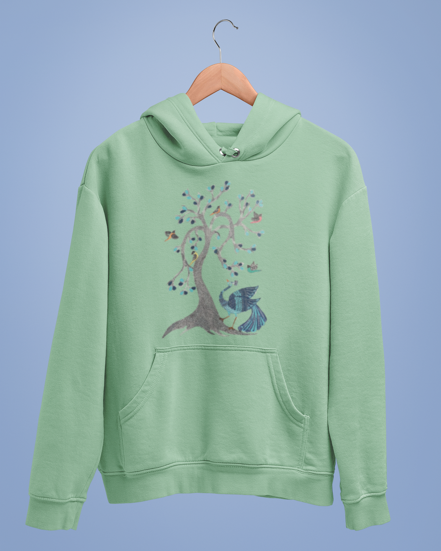 Hoodies: Madhubani D13: Peacock & Tree of Birds:Unisex