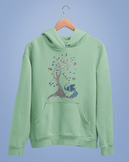 Hoodies: Madhubani D13: Peacock & Tree of Birds:Unisex