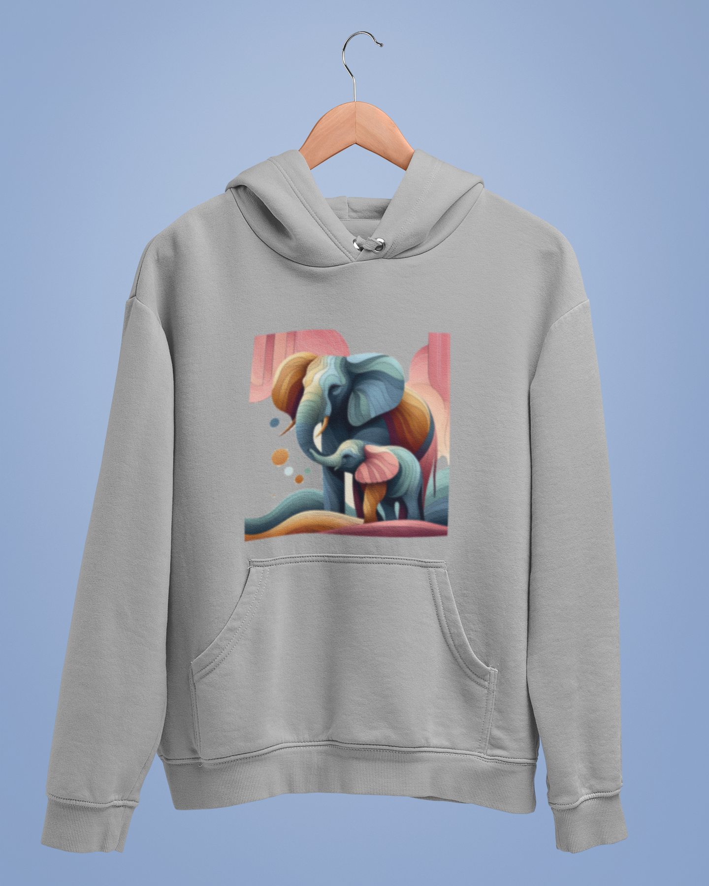 Hoodies: Trending Art D1: Mother & Baby Elephant: Unisex