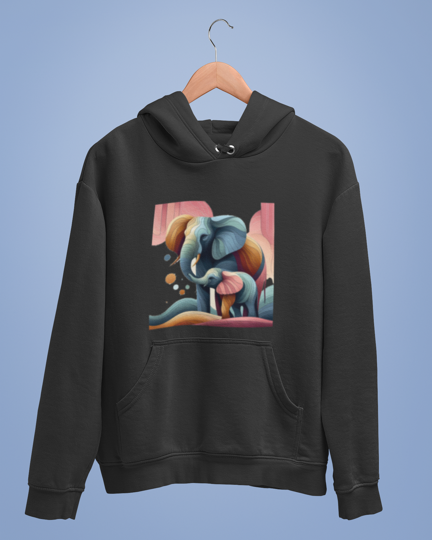 Hoodies: Trending Art D1: Mother & Baby Elephant: Unisex
