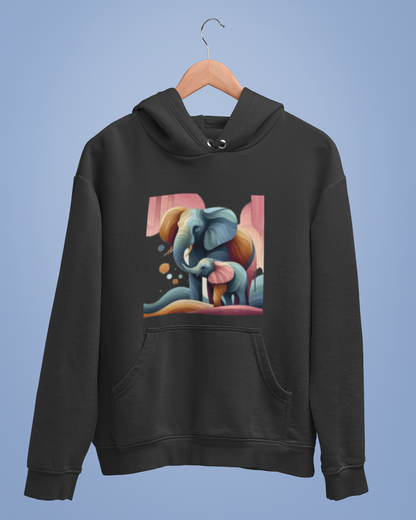 Hoodies: Trending Art D1: Mother & Baby Elephant: Unisex