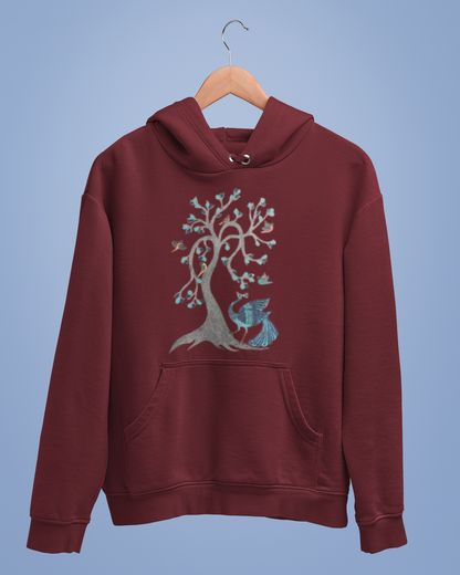 Hoodies: Madhubani D13: Peacock & Tree of Birds:Unisex