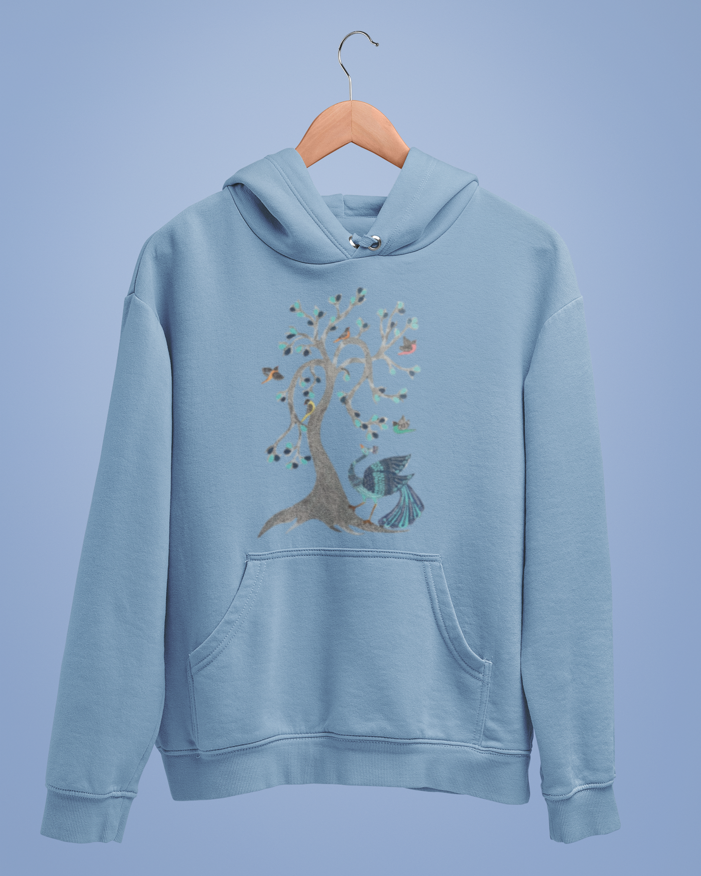 Hoodies: Madhubani D13: Peacock & Tree of Birds:Unisex