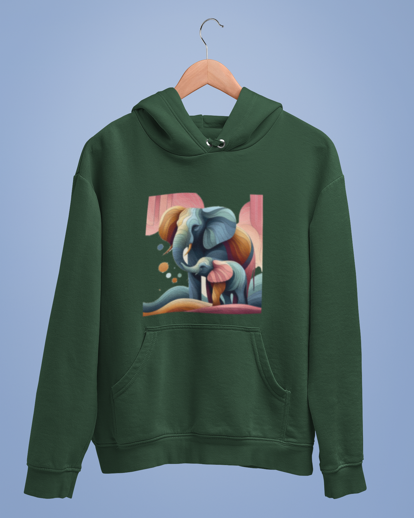 Hoodies: Trending Art D1: Mother & Baby Elephant: Unisex
