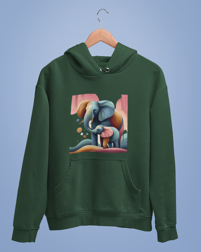 Hoodies: Trending Art D1: Mother & Baby Elephant: Unisex