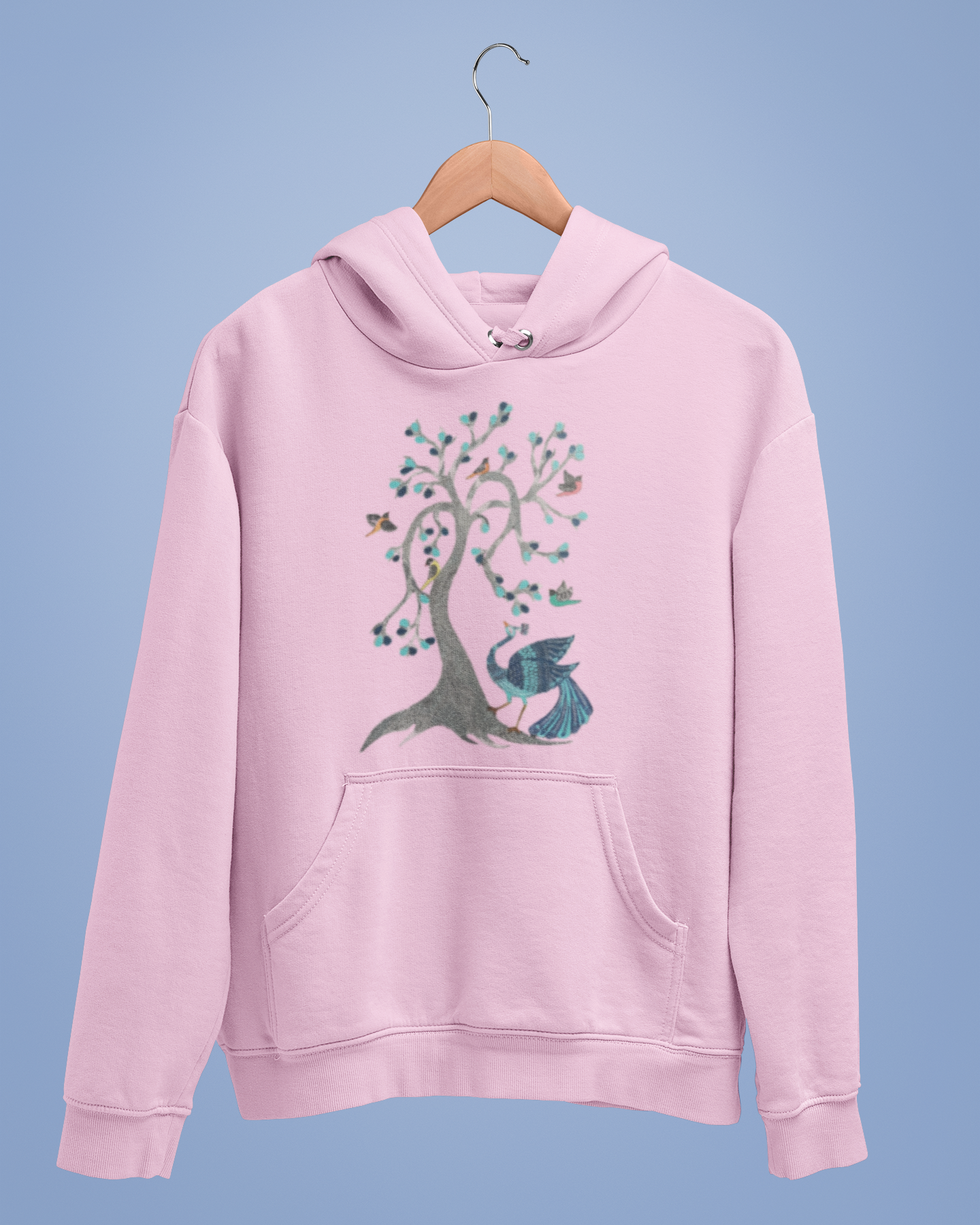 Hoodies: Madhubani D13: Peacock & Tree of Birds:Unisex