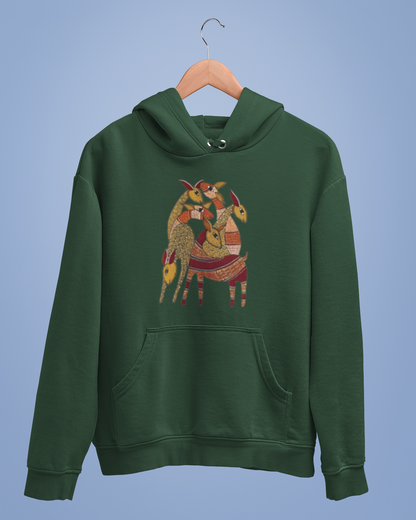 Hoodies: Madhubani D9: Deers: Unisex