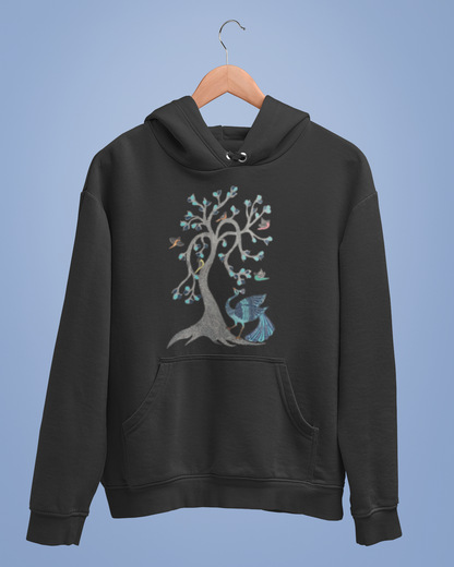 Hoodies: Madhubani D13: Peacock & Tree of Birds:Unisex